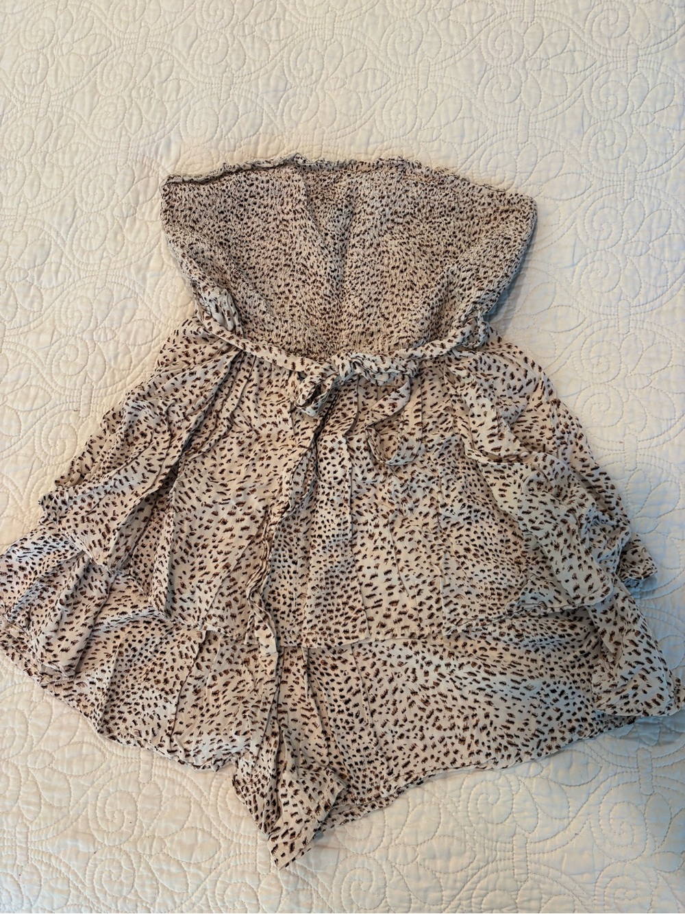 Sleeveless Lightweight Animal Print Romper with Smocked Top